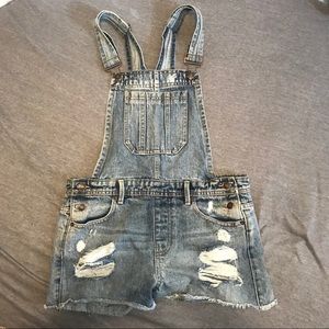 Denim short overalls